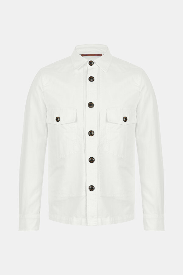 WHITE COTTON/LINEN COAT