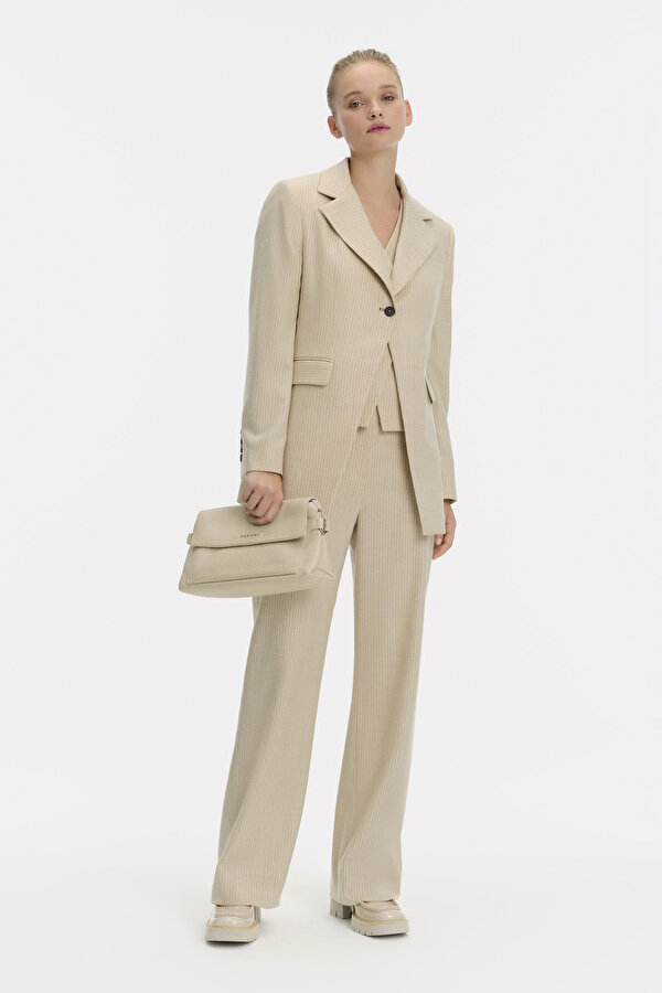 BEIGE SURPLICE NECKLINE (CROSS-OVER NECKLINE) JACKET