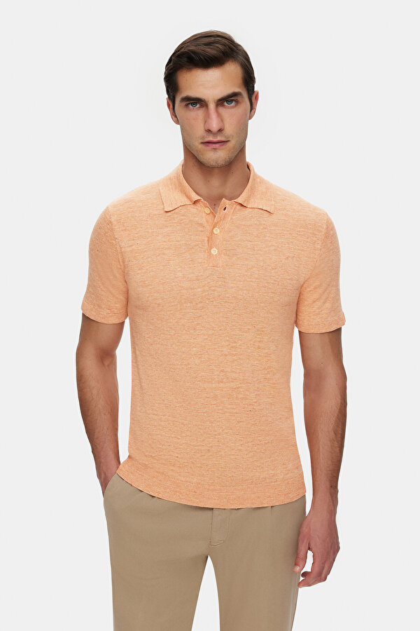 AÇIK TURUNCU POLO YAKA KISA KOLLU T-SHIRT