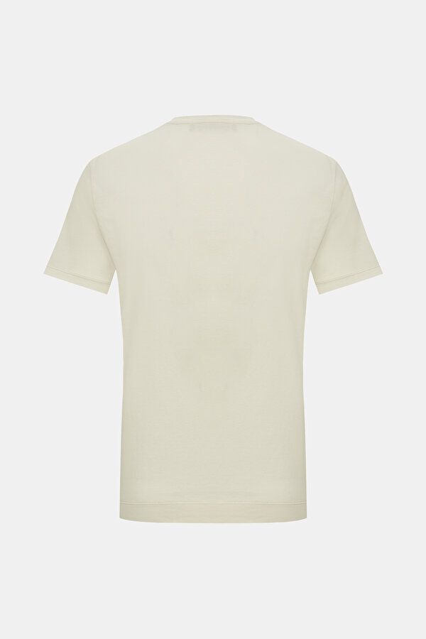 KREM V YAKA KISA KOLLU T-SHIRT 2
