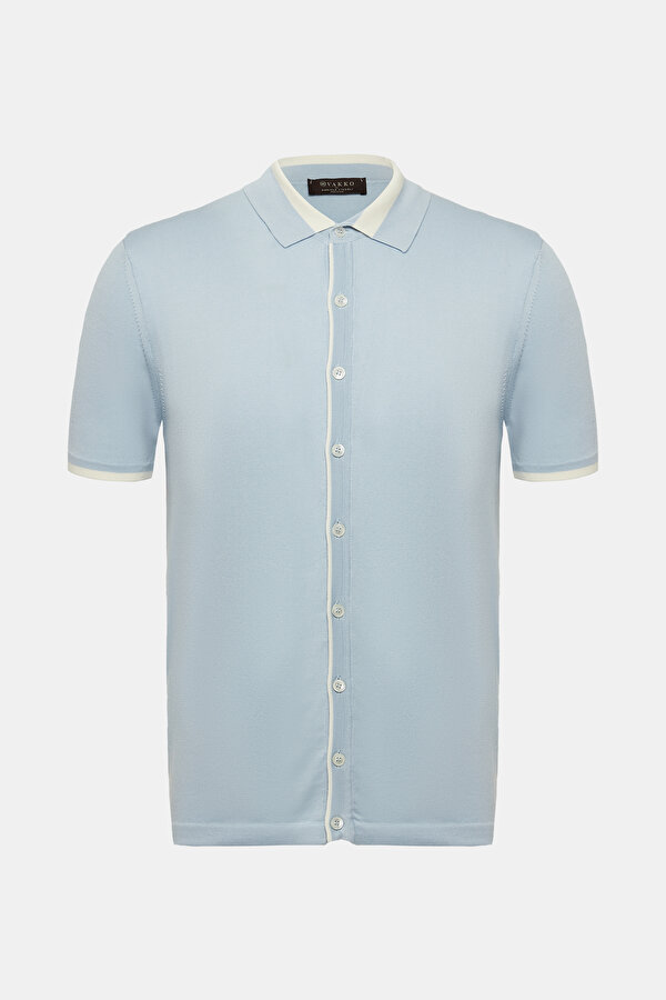 AÇIK MAVI POLO YAKA KISA KOLLU T-SHIRT