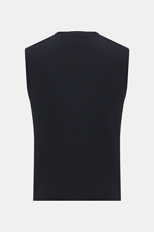KOYU LACİVERT V YAKA KOLSUZ T-SHIRT 2