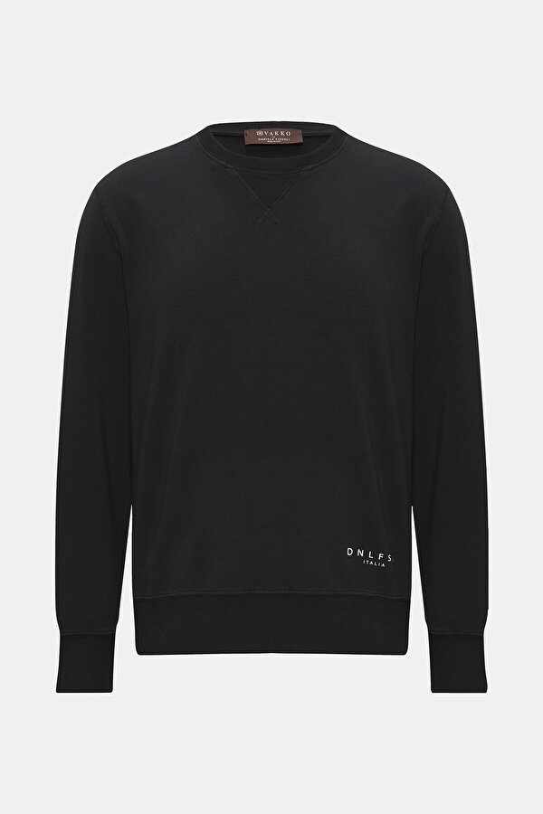 BLACK BASIC / ROUND NECKLINE SWEATSHIRT