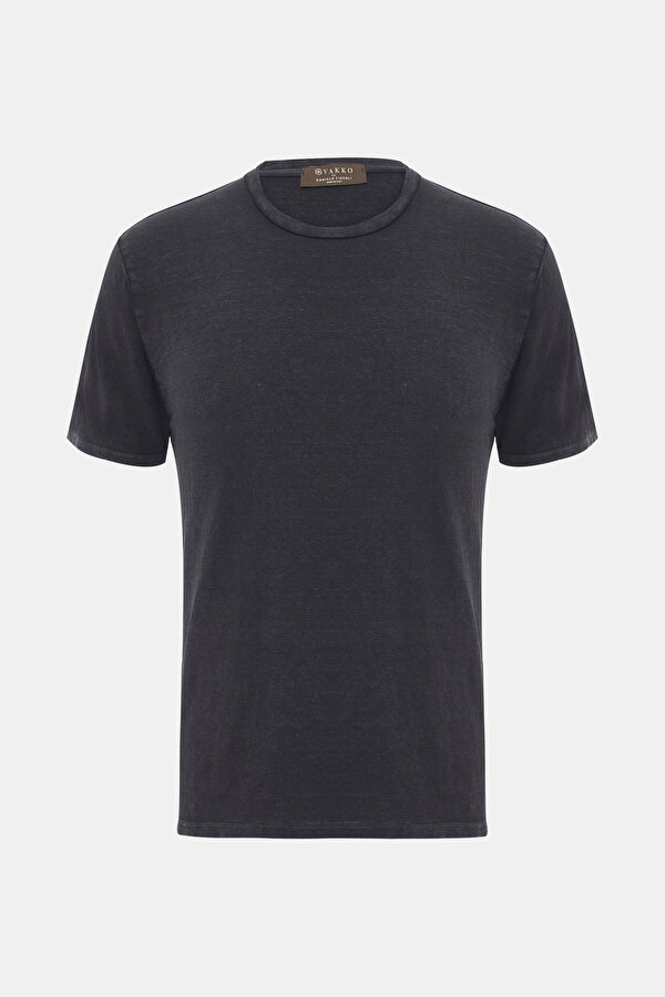 DARK NAVY BLUE BASIC / ROUND NECKLINE SHORT SLEEVE TSHIRT