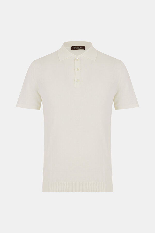 EKRU POLO YAKA KISA KOLLU T-SHIRT