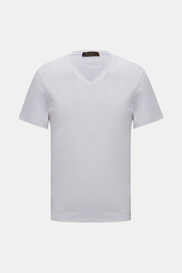EKRU V YAKA KISA KOLLU T-SHIRT