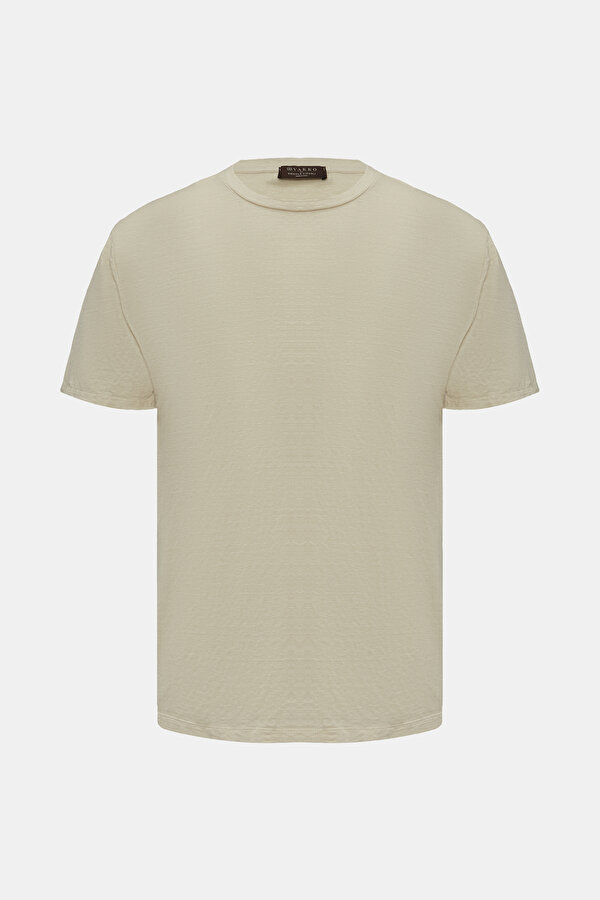 CREAM BASIC / ROUND NECKLINE SHORT SLEEVE TSHIRT