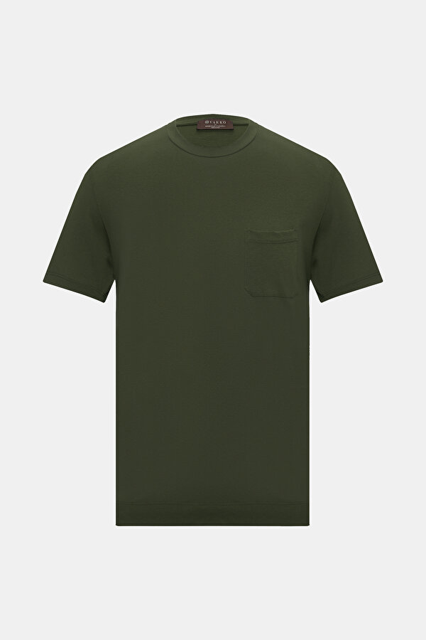 KHAKI BASIC / ROUND NECKLINE SHORT SLEEVE TSHIRT