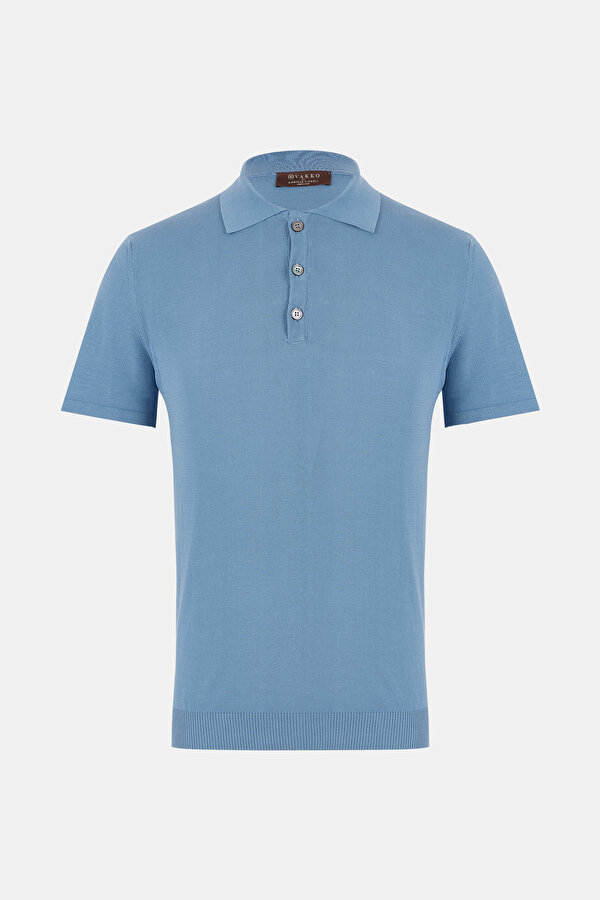 KOYU MAVI POLO YAKA KISA KOLLU T-SHIRT