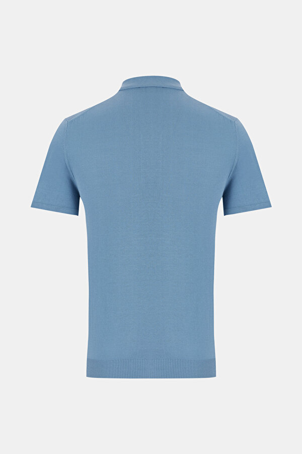 KOYU MAVI POLO YAKA KISA KOLLU T-SHIRT 2