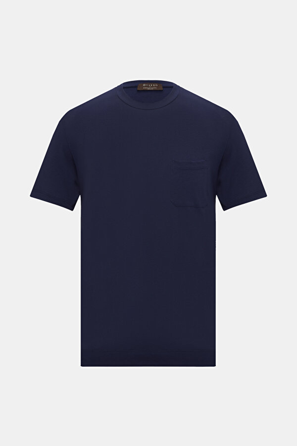 LACİVERT O YAKA KISA KOLLU T-SHIRT