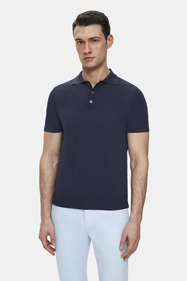 LACİVERT POLO YAKA KISA KOLLU T-SHIRT