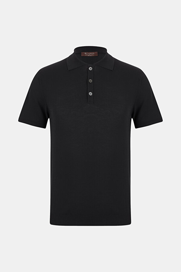 SİYAH POLO YAKA KISA KOLLU T-SHIRT