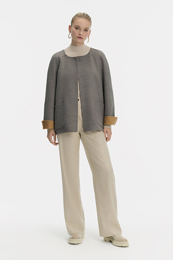 GREY BASIC / ROUND NECKLINE JACKET 2
