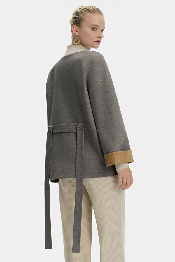 GREY BASIC / ROUND NECKLINE JACKET 6