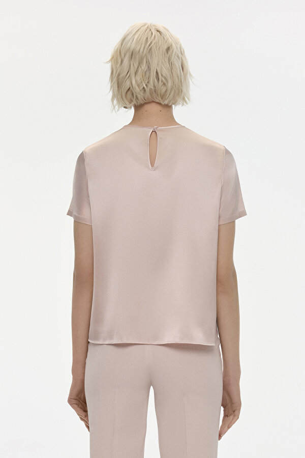 POWDER BASIC / ROUND NECKLINE SHORT SLEEVE BLOUSE 2