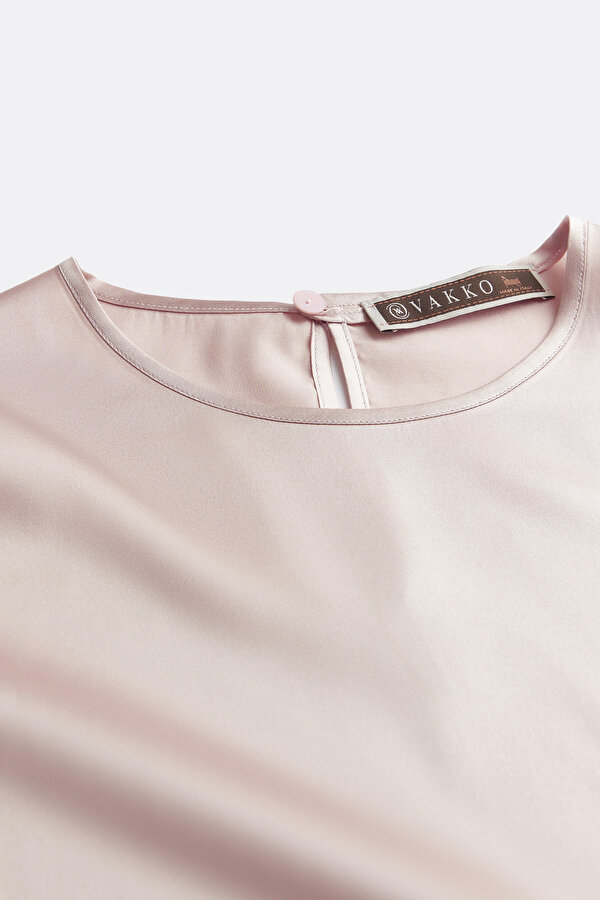 POWDER BASIC / ROUND NECKLINE SHORT SLEEVE BLOUSE 6