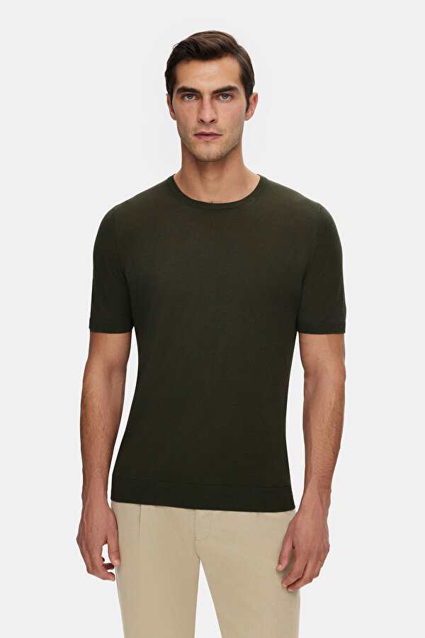 YEŞİL O YAKA KISA KOLLU T-SHIRT