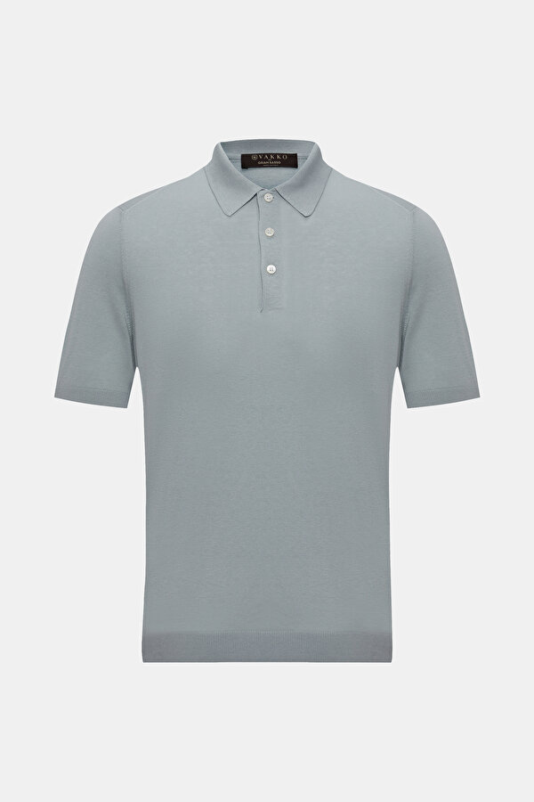 LIGHT BLUE POLO NECK SHORT SLEEVE TSHIRT