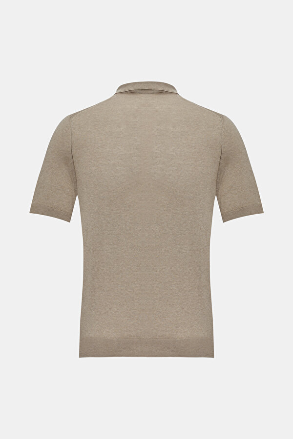 BEIGE POLO NECK SHORT SLEEVE TSHIRT 2