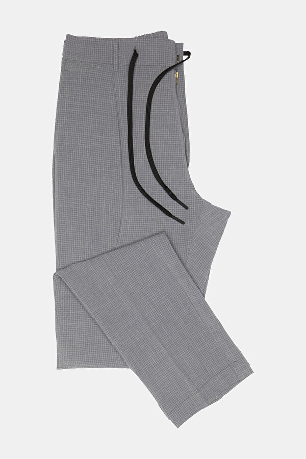 GREY SMALL BOXES DESIGN TROUSERS