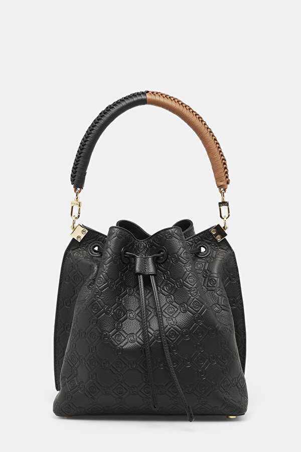 BLACK MONOGRAM LEATHER BAG