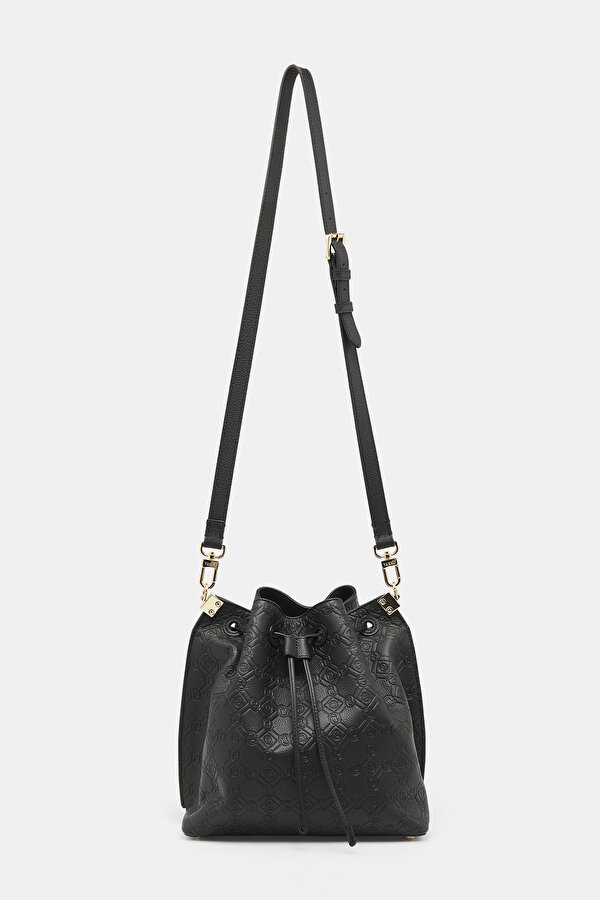 BLACK MONOGRAM LEATHER BAG 2