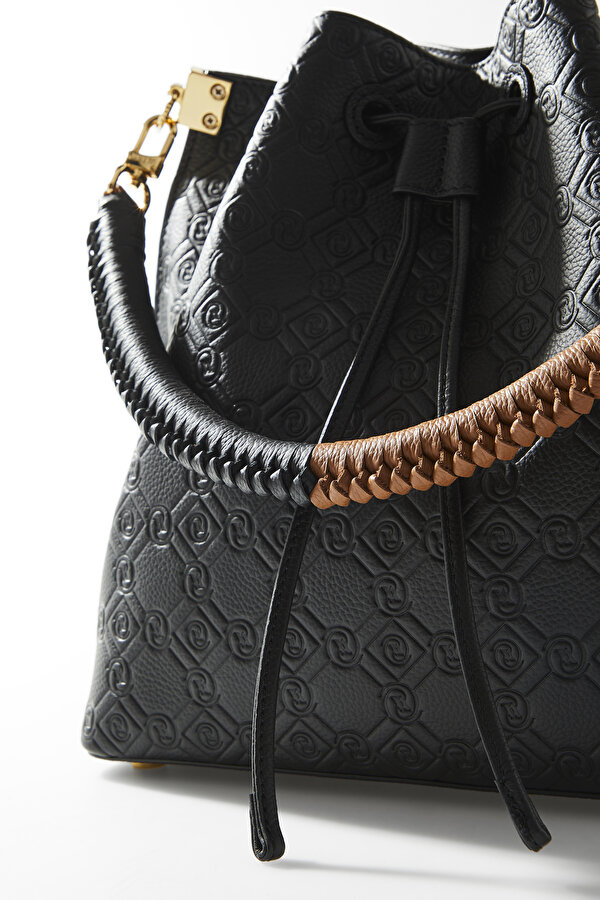 BLACK MONOGRAM LEATHER BAG 6