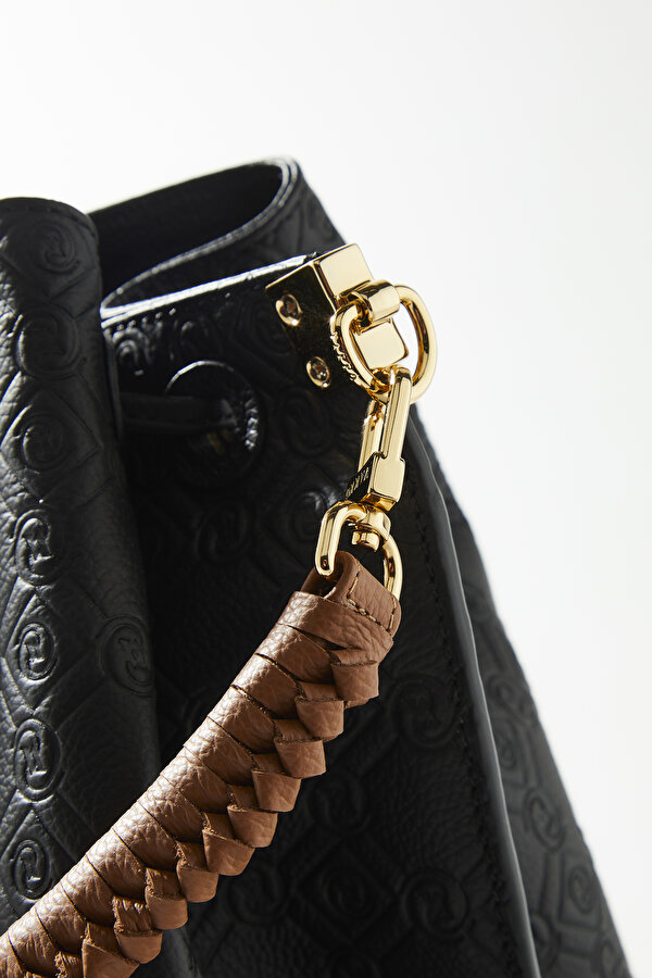 BLACK MONOGRAM LEATHER BAG 7