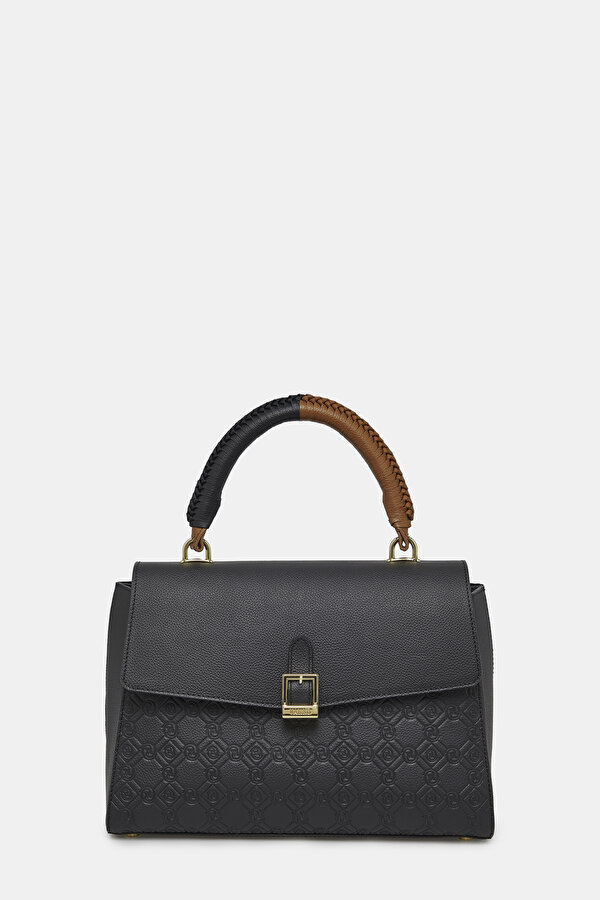 BLACK MONOGRAM LEATHER BAG