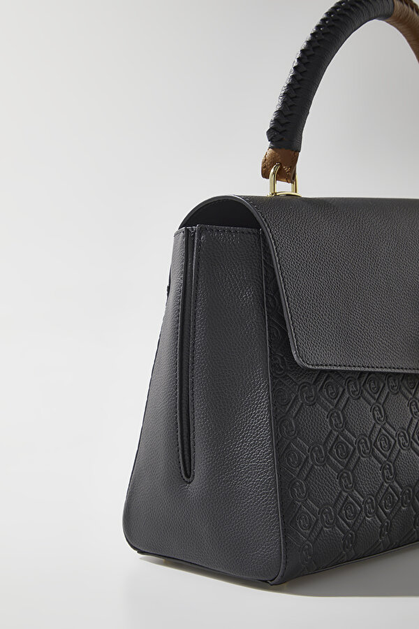 BLACK MONOGRAM LEATHER BAG 6