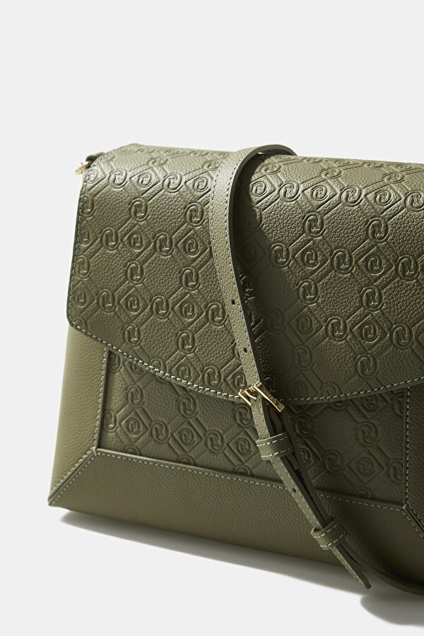 KHAKI MONOGRAM LEATHER BAG 6