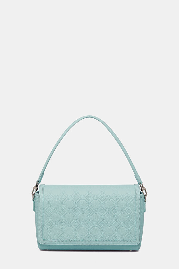 TURQUOISE MONOGRAM LEATHER BAG