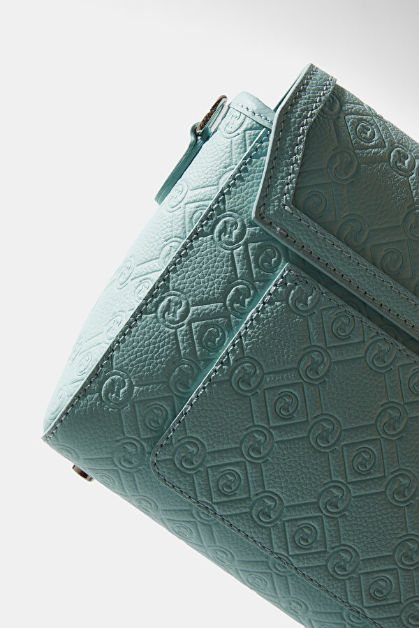 TURQUOISE MONOGRAM LEATHER BAG 6
