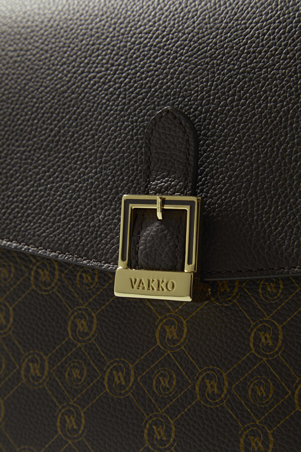 BEIGE MONOGRAM LEATHER BAG 6
