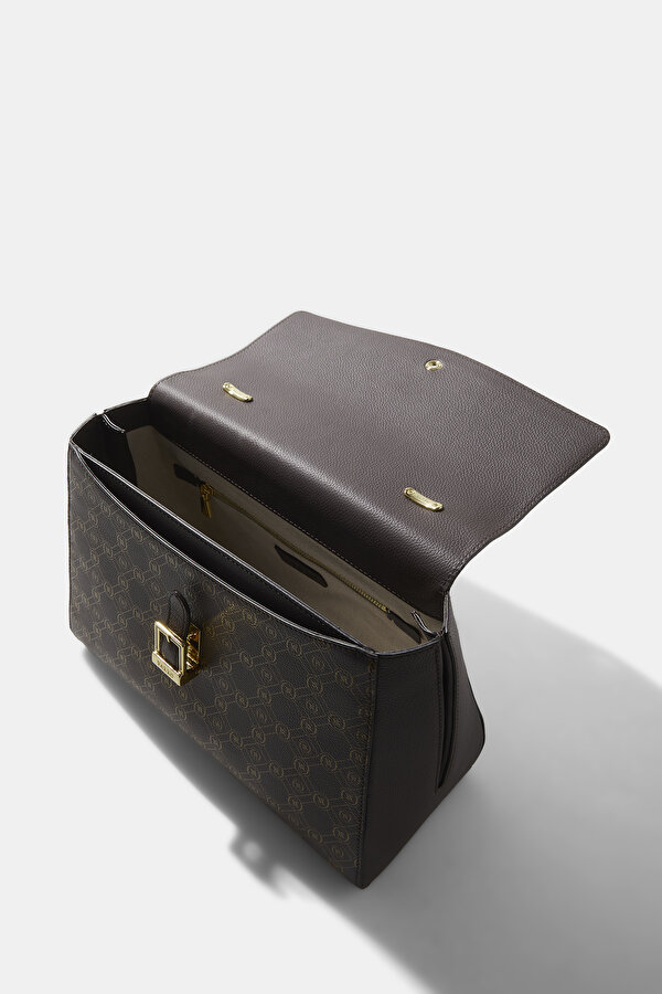 BEIGE MONOGRAM LEATHER BAG 7