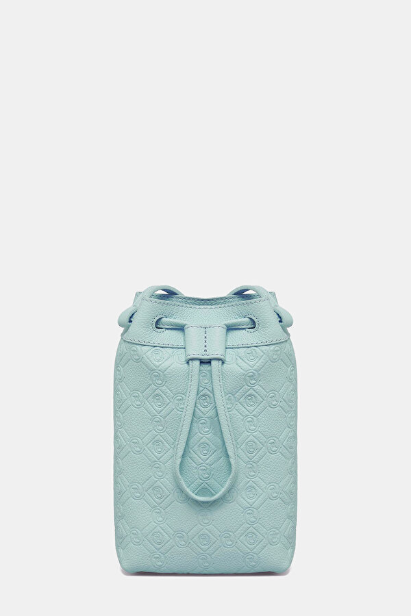 TURQUOISE MONOGRAM LEATHER BAG