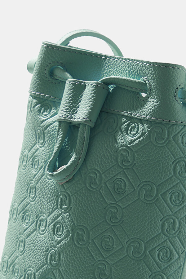 TURQUOISE MONOGRAM LEATHER BAG 6