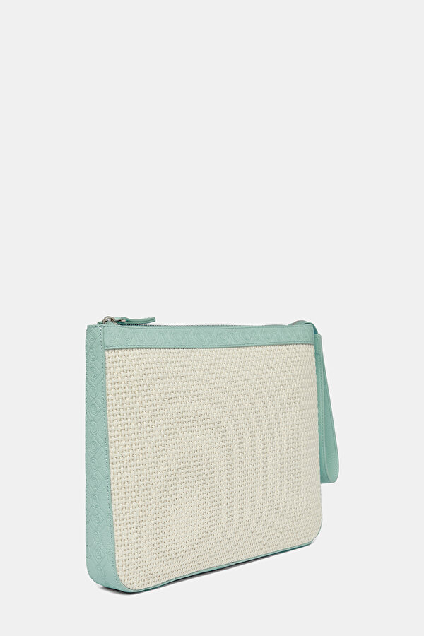 TURQUOISE MONOGRAM LEATHER BAG 2