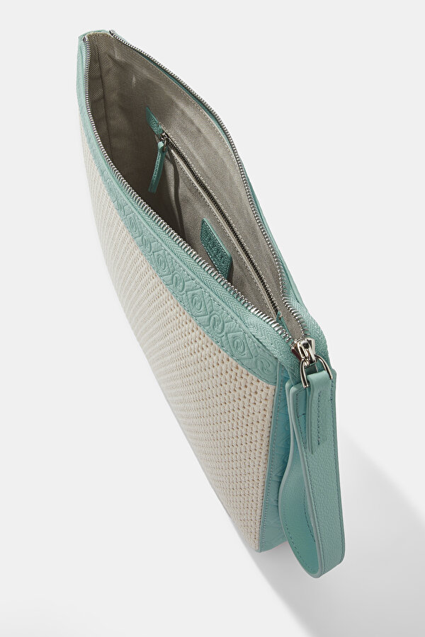TURQUOISE MONOGRAM LEATHER BAG 6