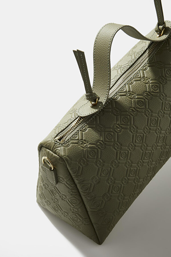 KHAKI MONOGRAM LEATHER BAG 6