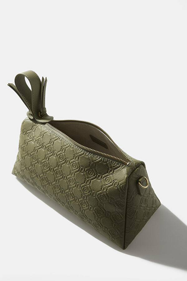 KHAKI MONOGRAM LEATHER BAG 7