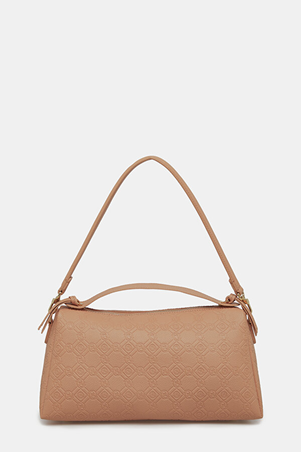 DARK ORANGE MONOGRAM LEATHER BAG