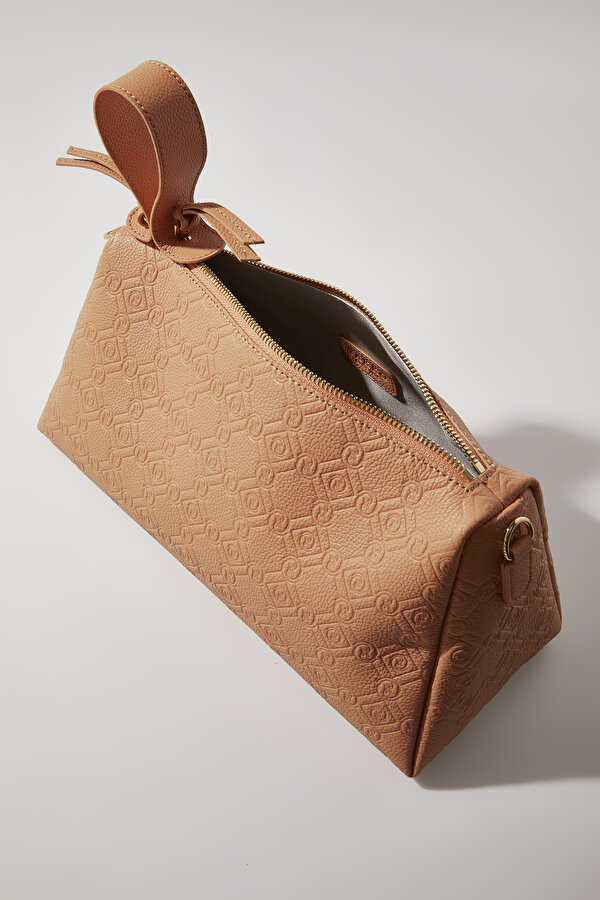DARK ORANGE MONOGRAM LEATHER BAG 7