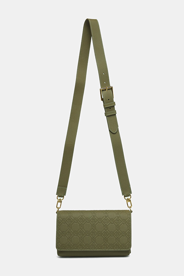 KHAKI MONOGRAM LEATHER BAG 2