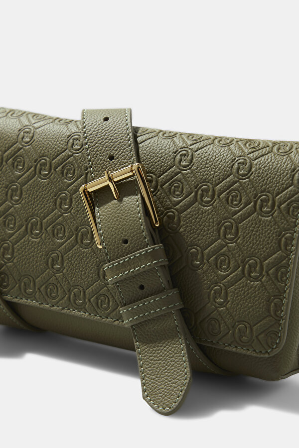 KHAKI MONOGRAM LEATHER BAG 6
