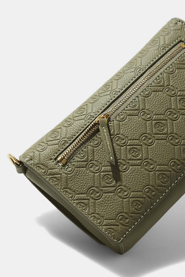 KHAKI MONOGRAM LEATHER BAG 7
