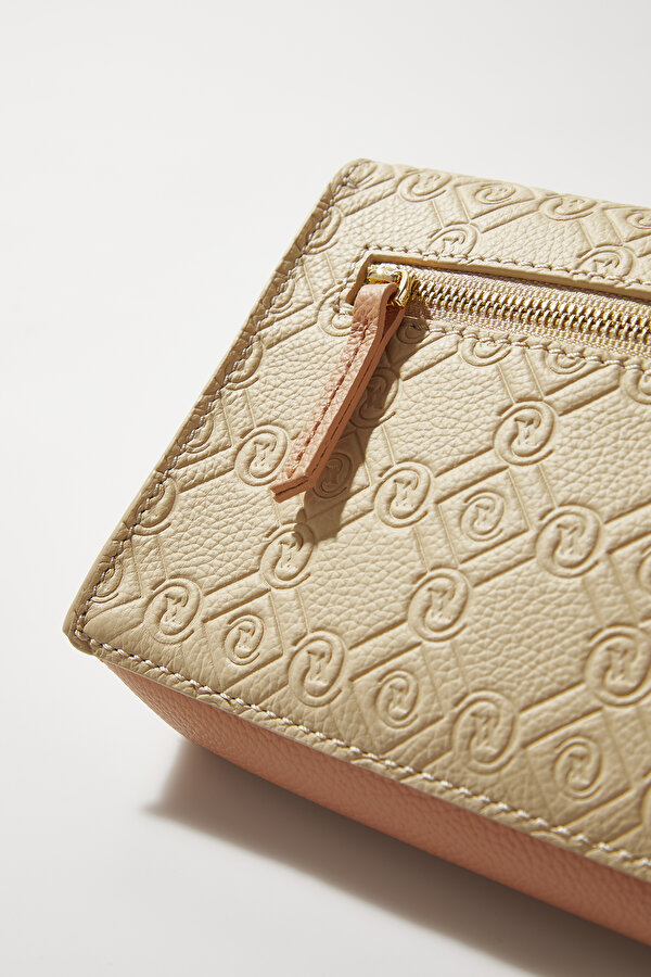 DARK ORANGE MONOGRAM LEATHER BAG 7