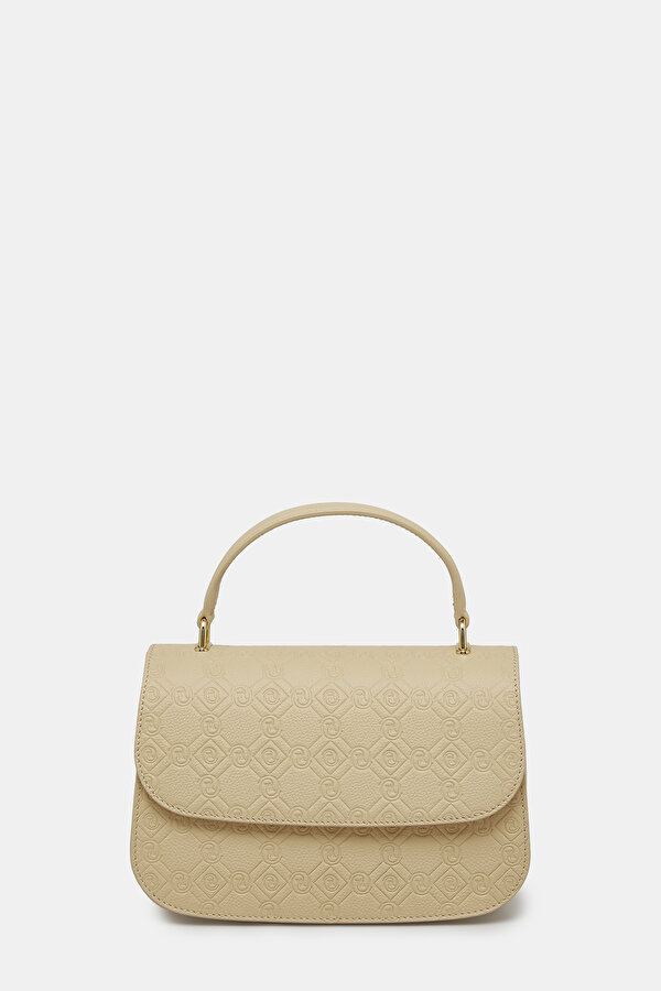 BEIGE MONOGRAM LEATHER BAG