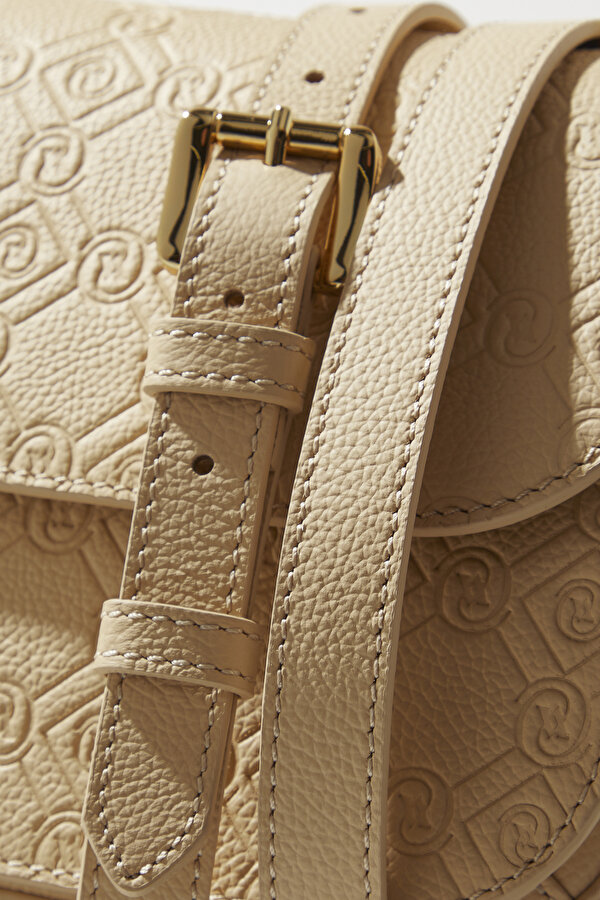BEIGE MONOGRAM LEATHER BAG 6